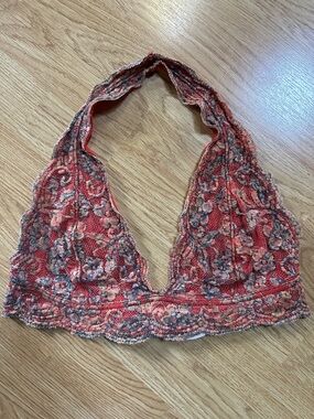 Pins & Needles Urban Outfitters Floral red Bralette adjustable halter stretch L